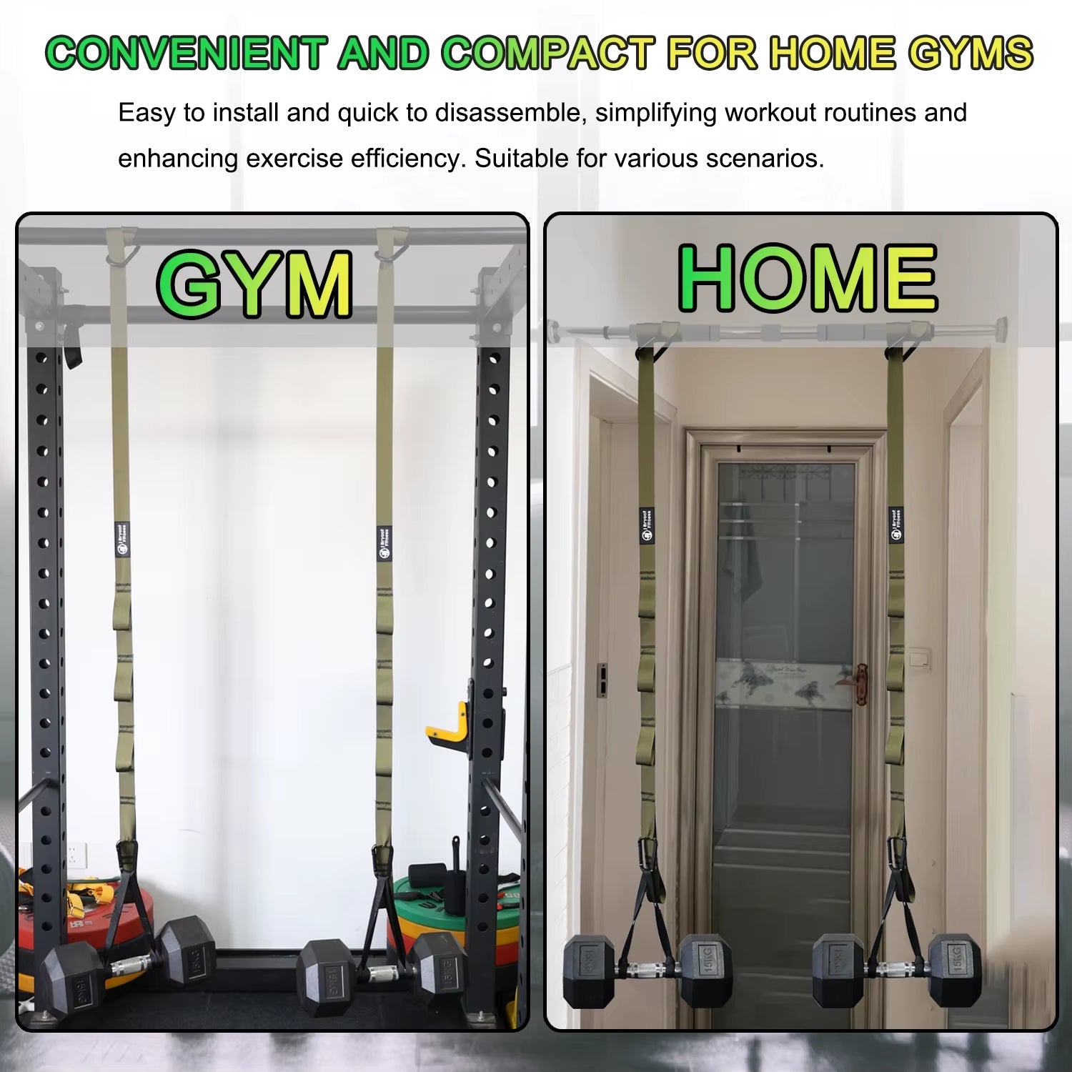 Adjustable Dumbbell Spotter Straps for Barbell Rack Attachment Chest Bench Press Hanging Dumbbells Safety Hanger Straps
